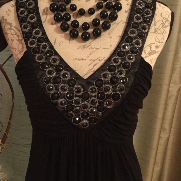 Soprano Tops - Gorgeous Black Jewel Embellished Dress Top